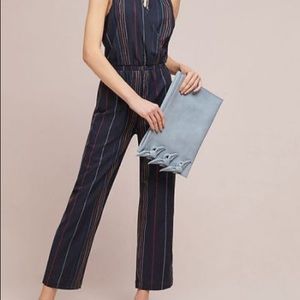 Anthropologie navy/rainbow jumpsuit
